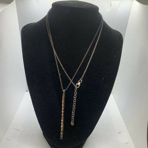 AV Sterling Silver Chain W/ Iridescent Hammered Spike Pendant 18"